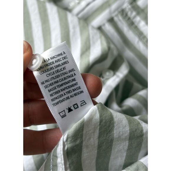 LOLA RIVER STRIPE Button Down SHIRT size L Green White - Picture 11 of 11